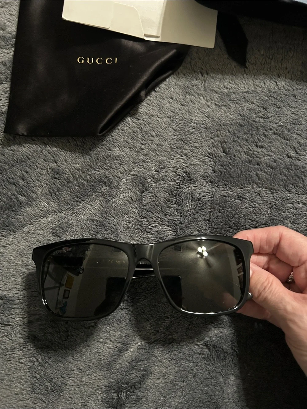 Gucci Black Gloss Sunglasses with Dark Lenses